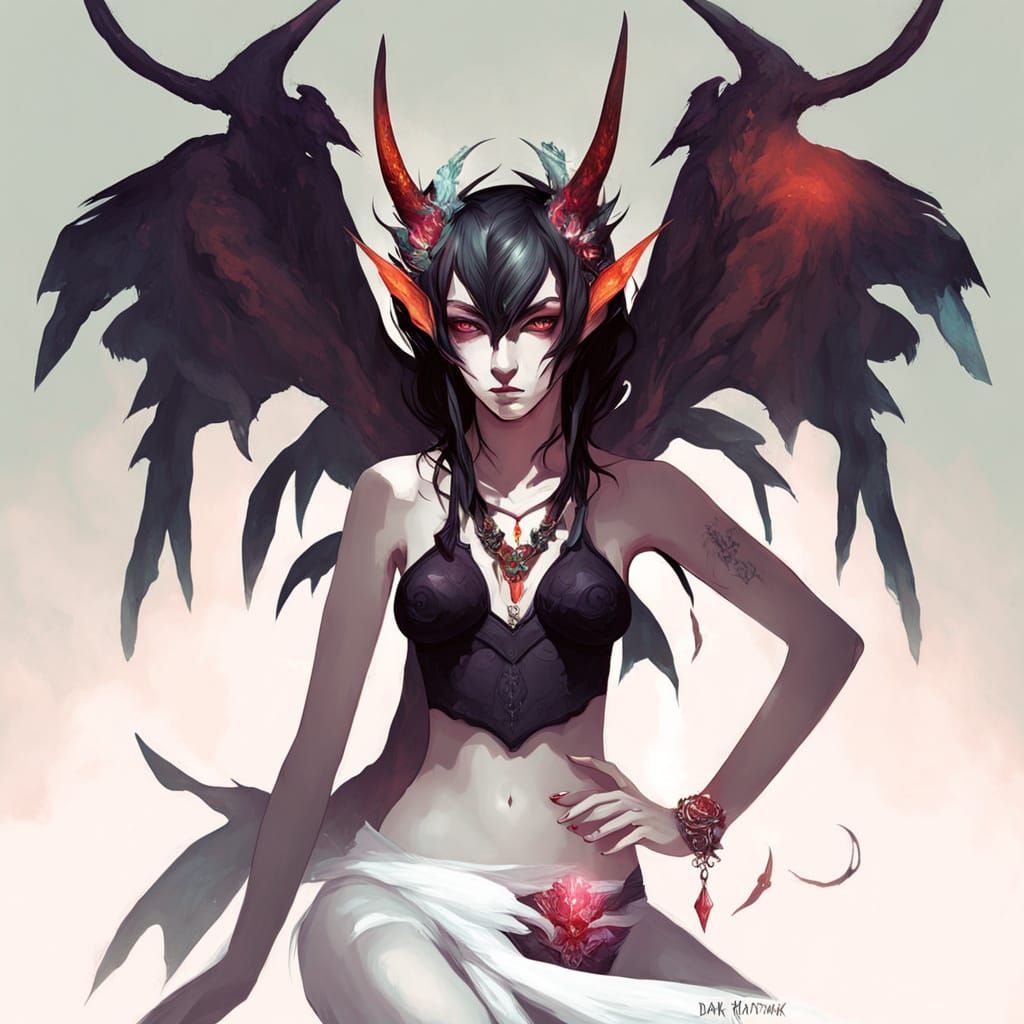 Hellish Fae Creature Portrait in Dark Fantasy Style