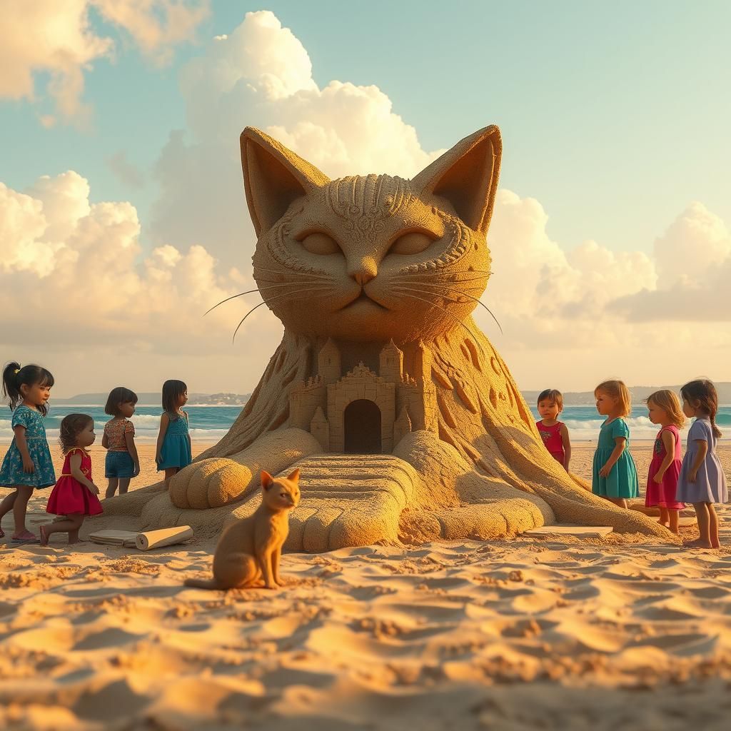 Golden Sand Cat Castle on the Beach