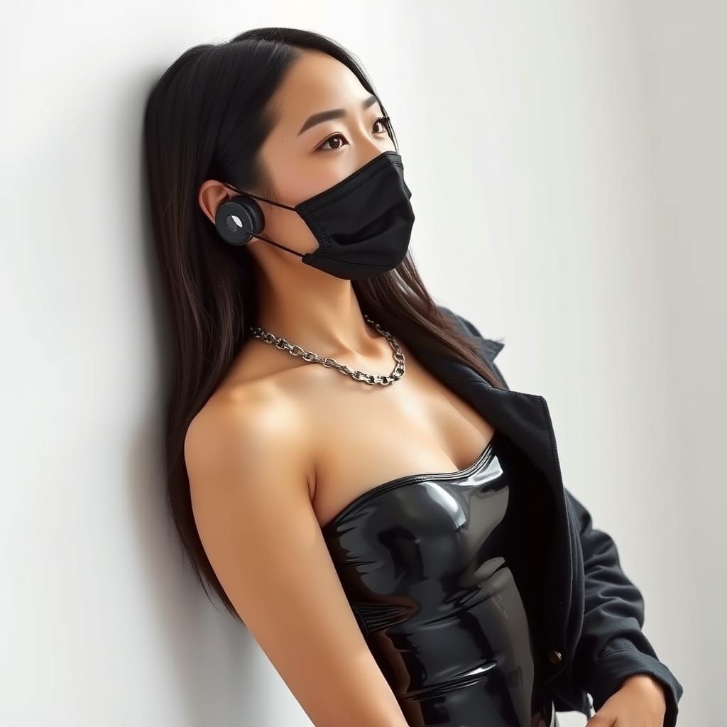 Sleek Asian Fashion Model Exudes Modern Edginess in High-Tec...