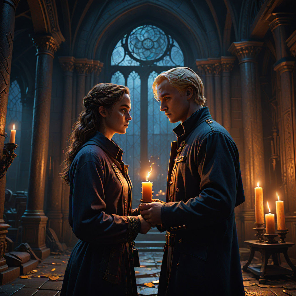 Hermione Granger and Draco Malfoy in a Romantic, Mystic Embr...
