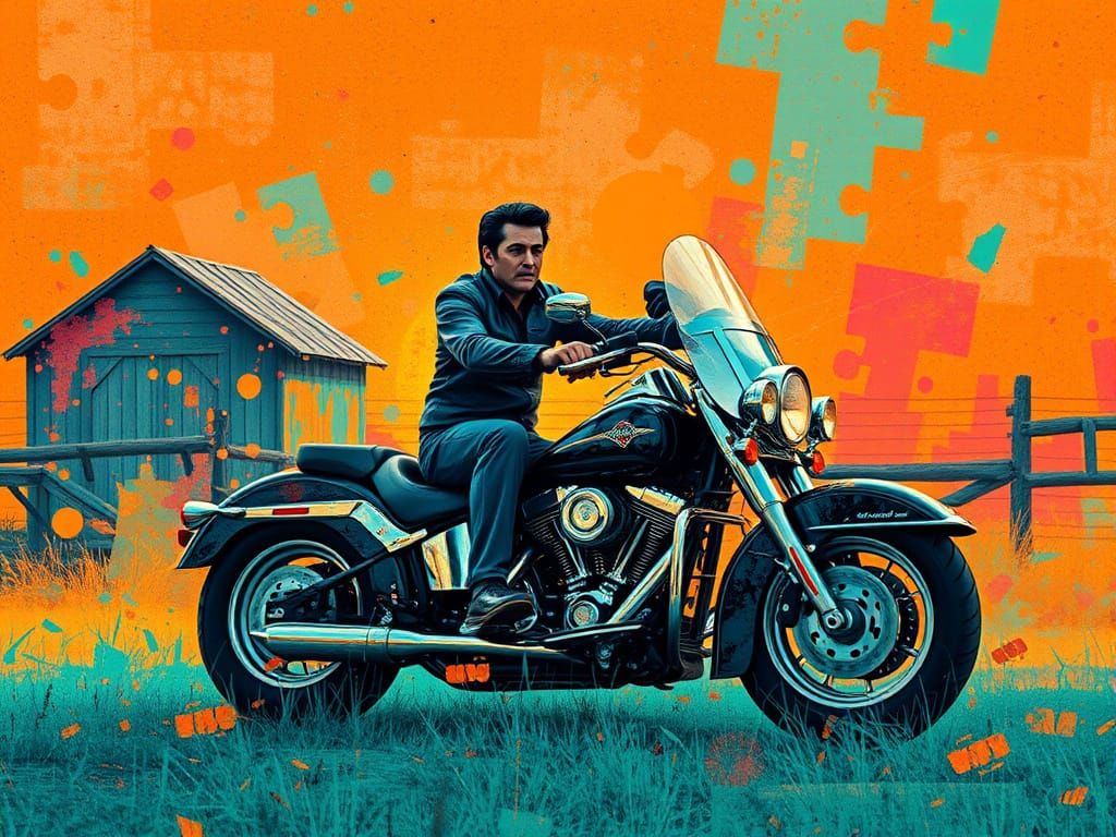 Elvis in Rustic, Surreal Country Landscape