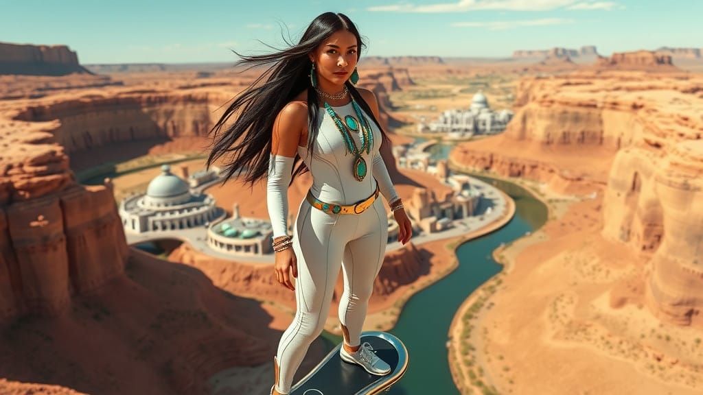 The Navajo Nation, in a futuristic community, deep in a desert canyon