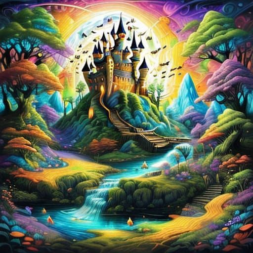 <lora:Vibrant Landscapes:1.0> Rapunzel's Castle in enchanted...