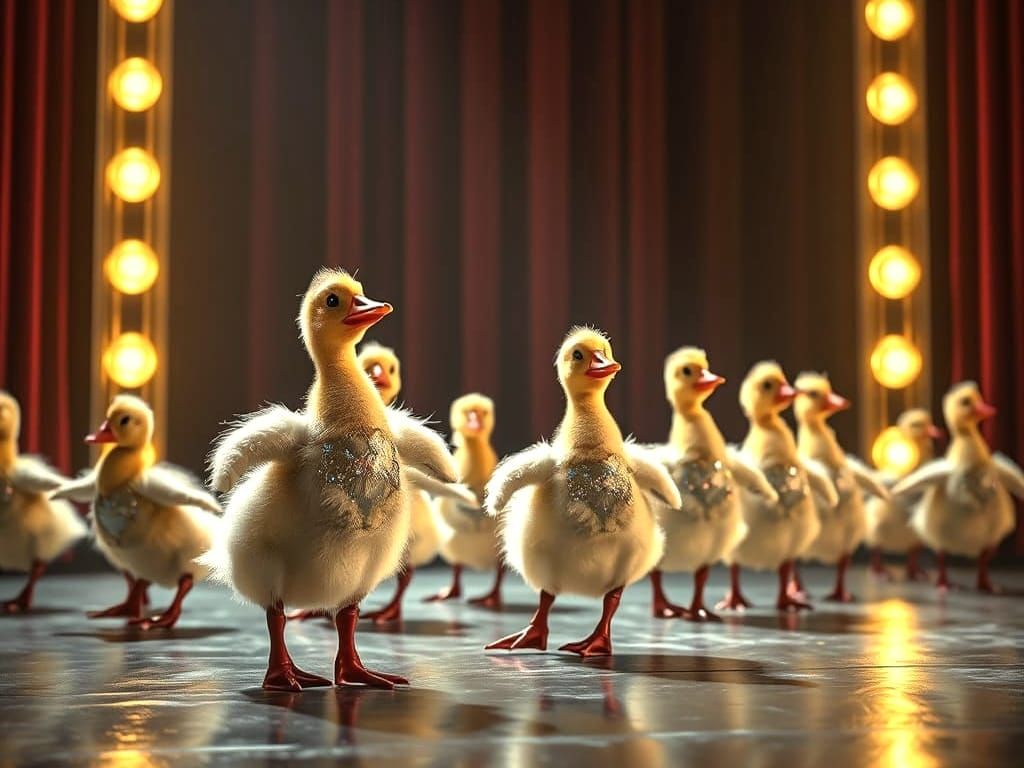Ducklings Perform Line Dance: Digital Matte Painting