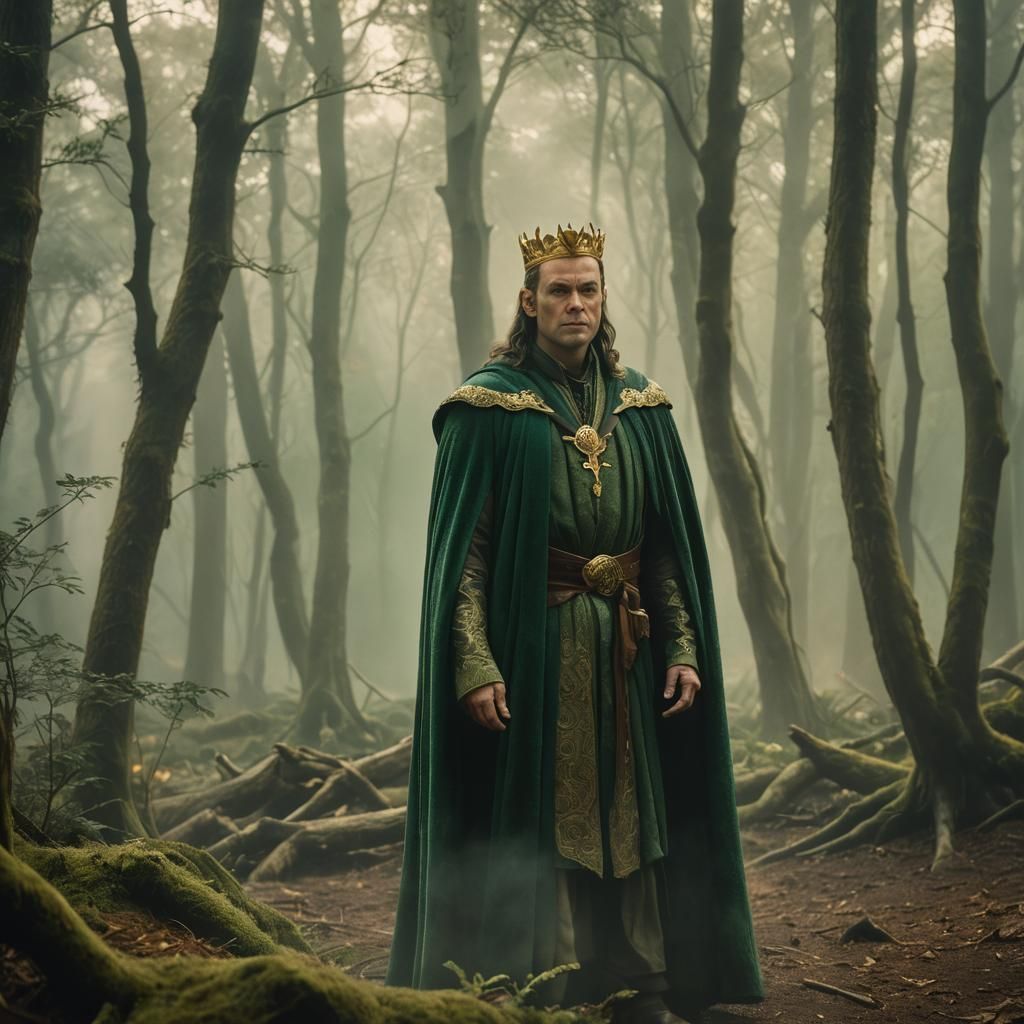 Elrond in Misty Forest with Golden Light