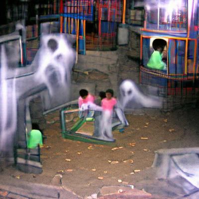 Eerie Nighttime Playground Scene