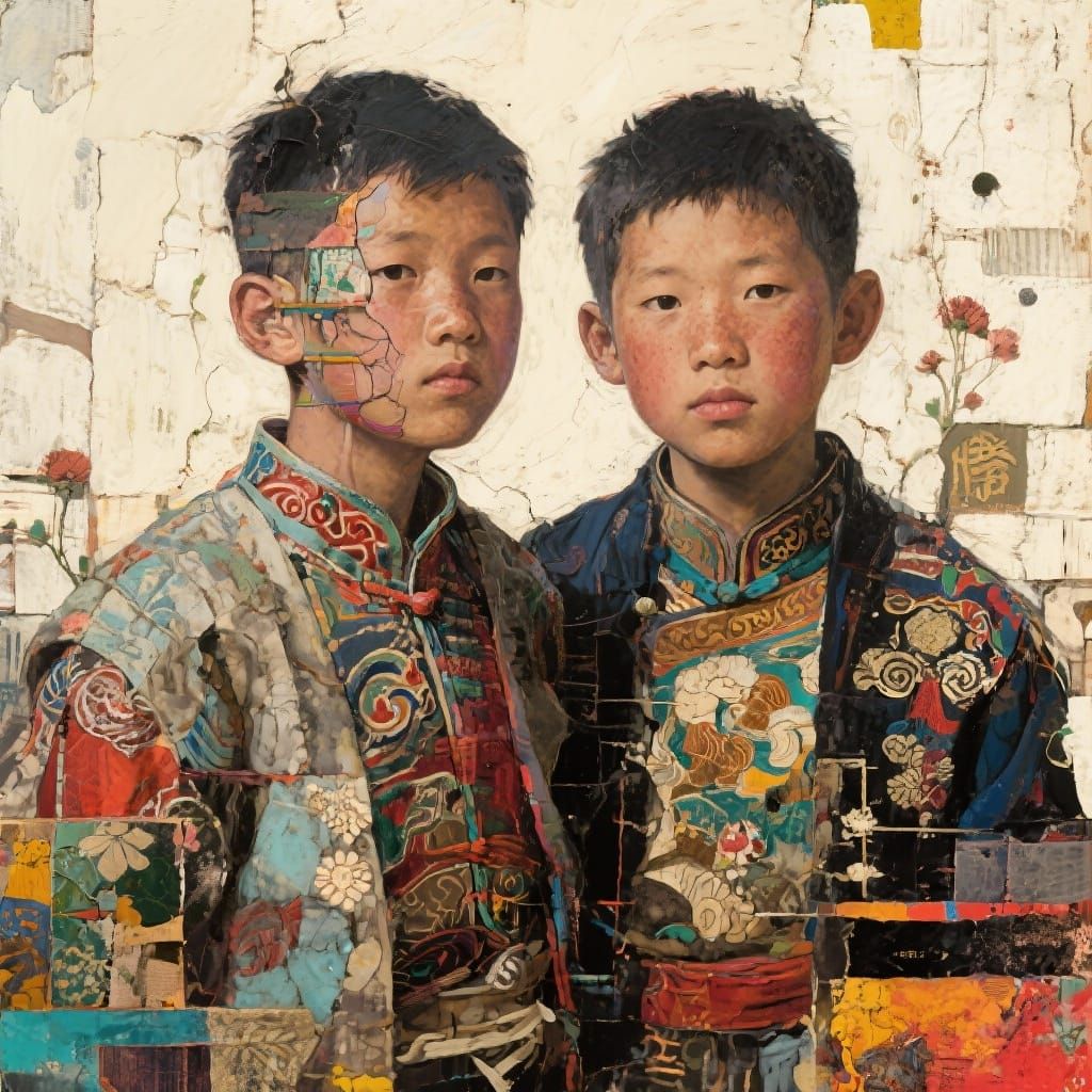 Brothers in Mixed Media Artistic Style