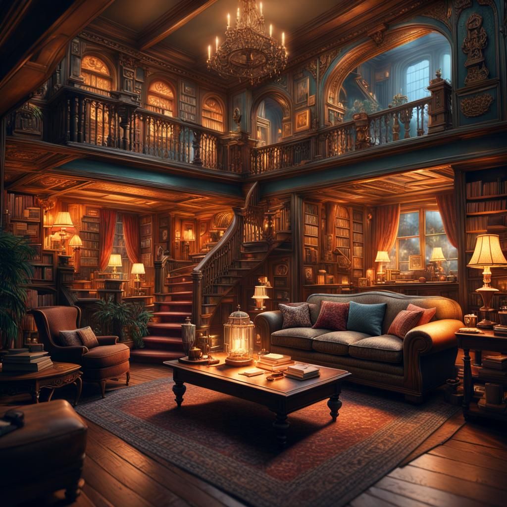 Cozy Living Room Diorama in a Novel