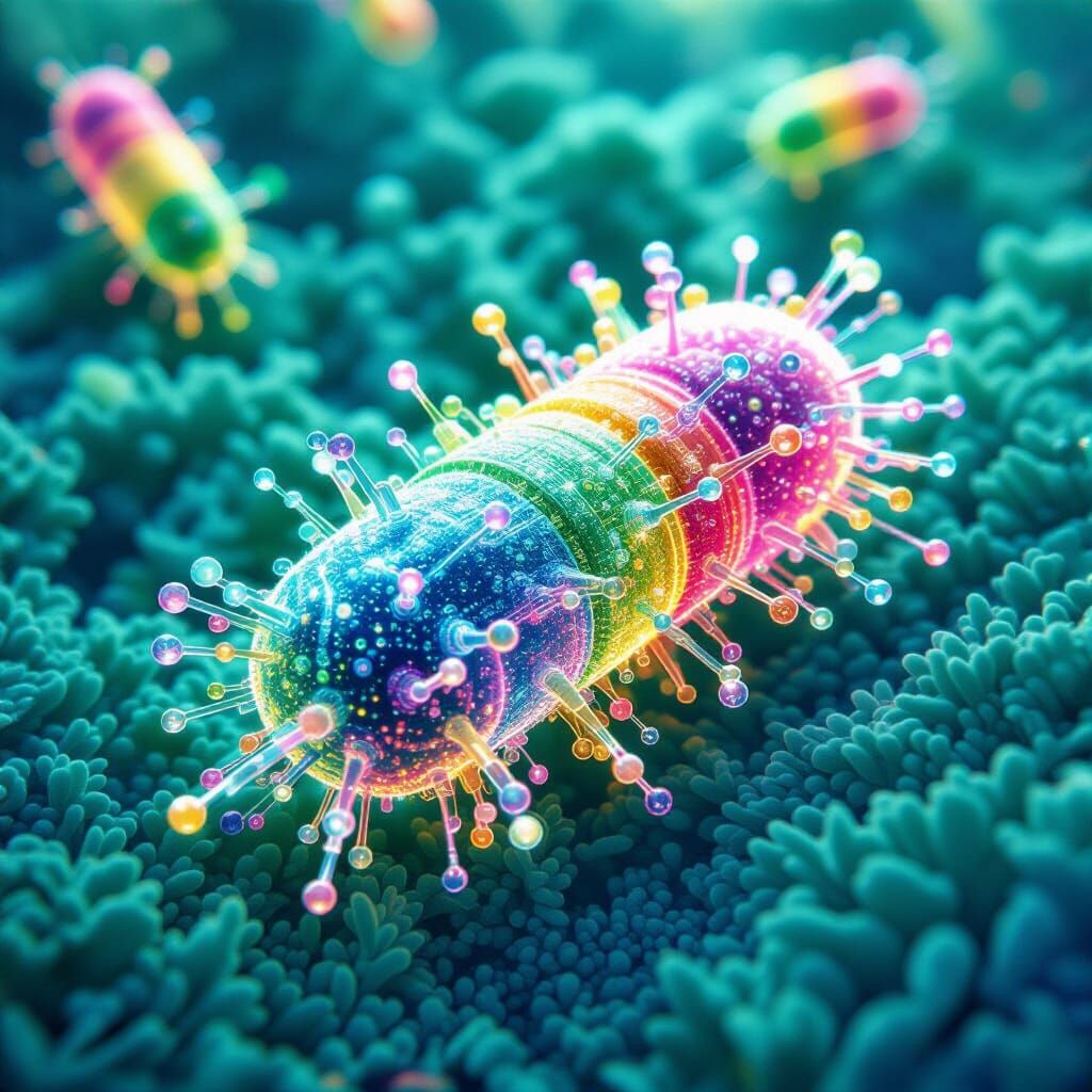 Iridescent E. Coli Nanobot in Futuristic Biological System