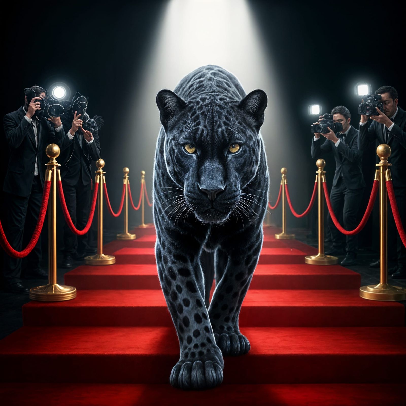 Elegant Black Panther Struts Down Red Carpet