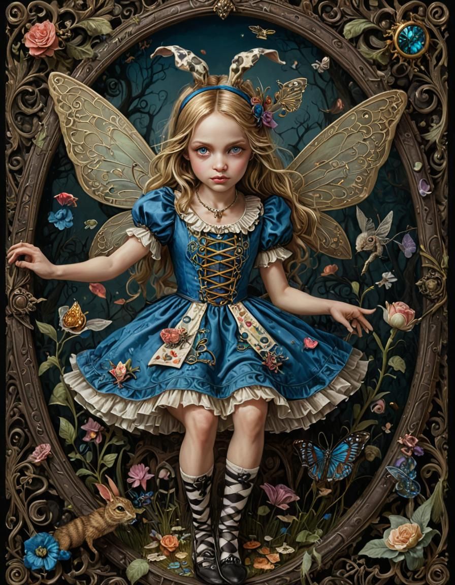 Alice in Wonderland Fairy in Dark Fantasy Style