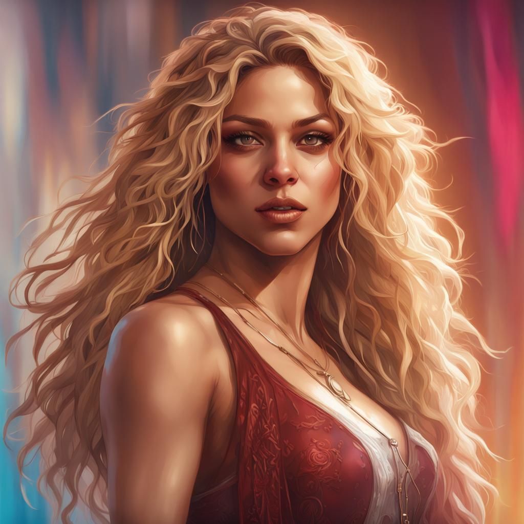 Shakira Portrait in Hyperdetailed Digital Art Style
