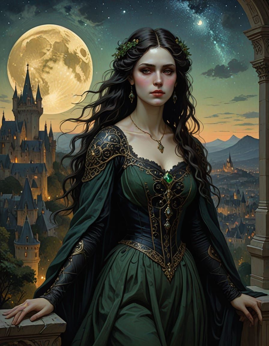 Ethereal Vampire Woman in Gothic Splendor