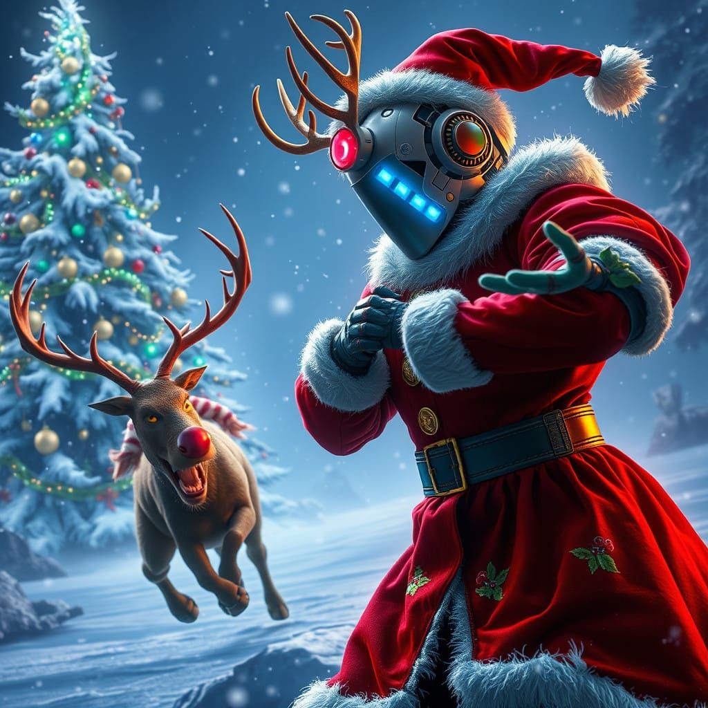 Man Robot Santa Saves Christmas from Grinch in Fantastical S...