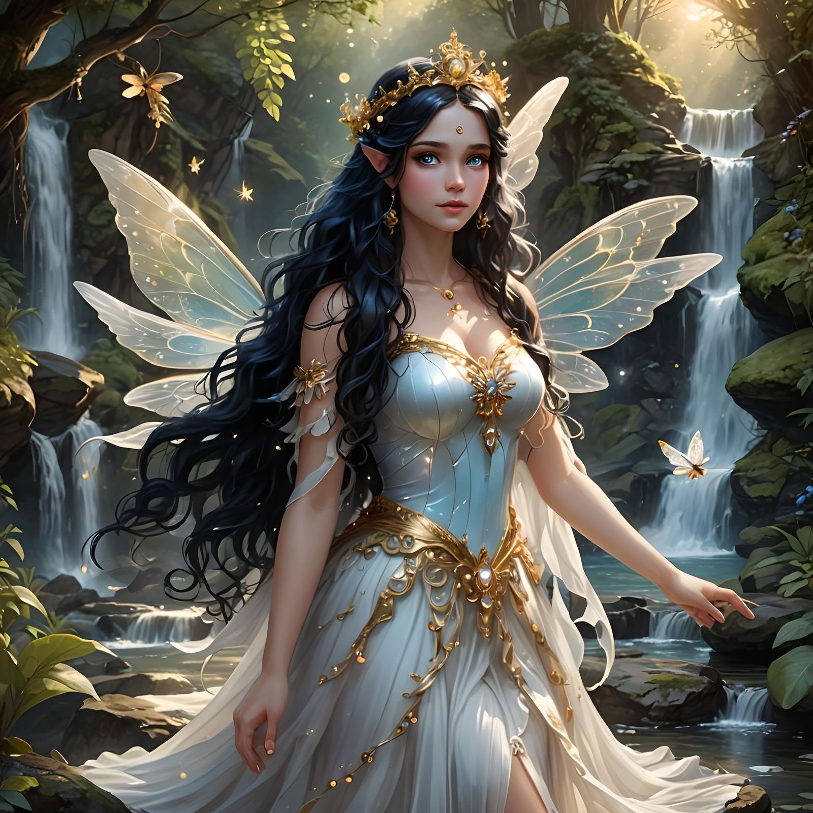 A beautiful gorgeous female fairy, curvy, top heavy, human l...