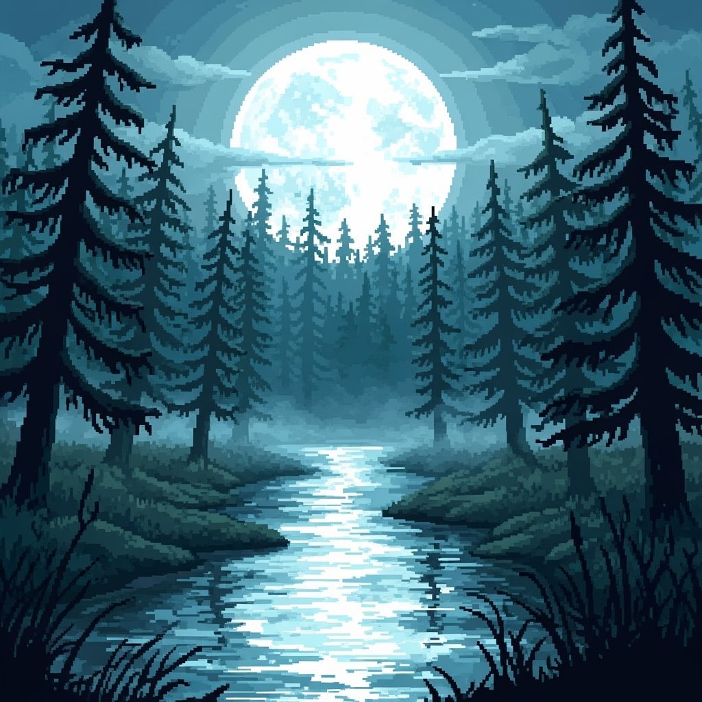 Ethereal Pixel Art: Haunted Forest by Pale Moon