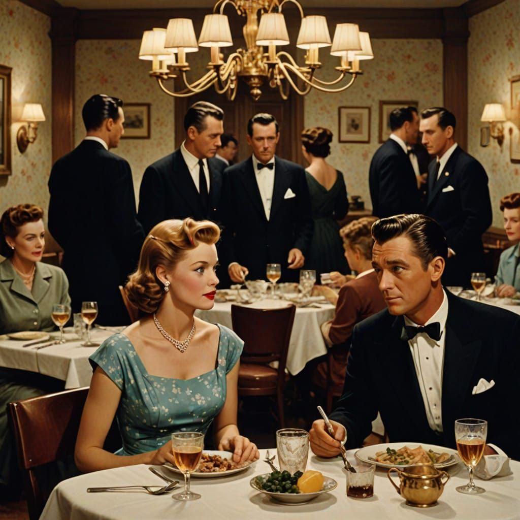 Romantic Dinner Date in a Golden Age American Television Dre...