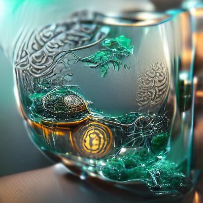 Emerald Engraved Glass Preserves Turtle: Detailed Matte Pain...