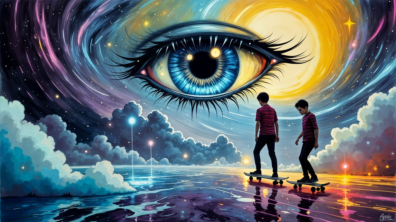 Abstract Surrealism: Eyes Attack Mimes with Lasers