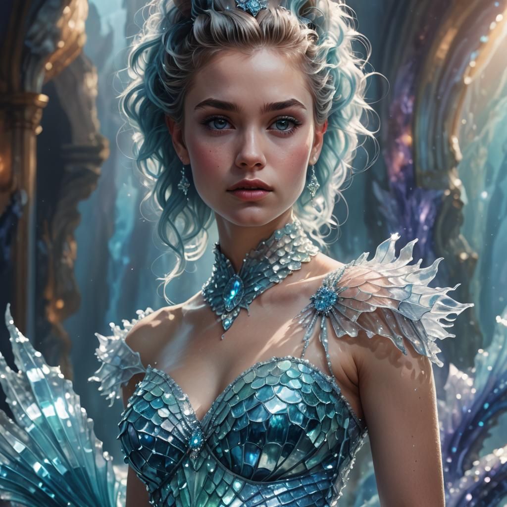 Crystal Mermaid Gown Concept Art in Ballroom