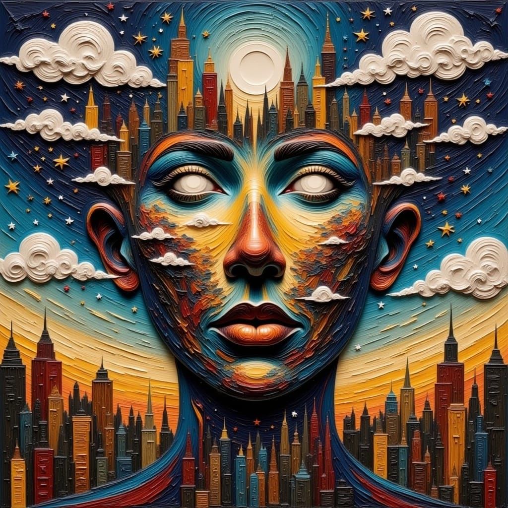 Sci-Fi Kingdoms in Surreal Impasto Mindscape