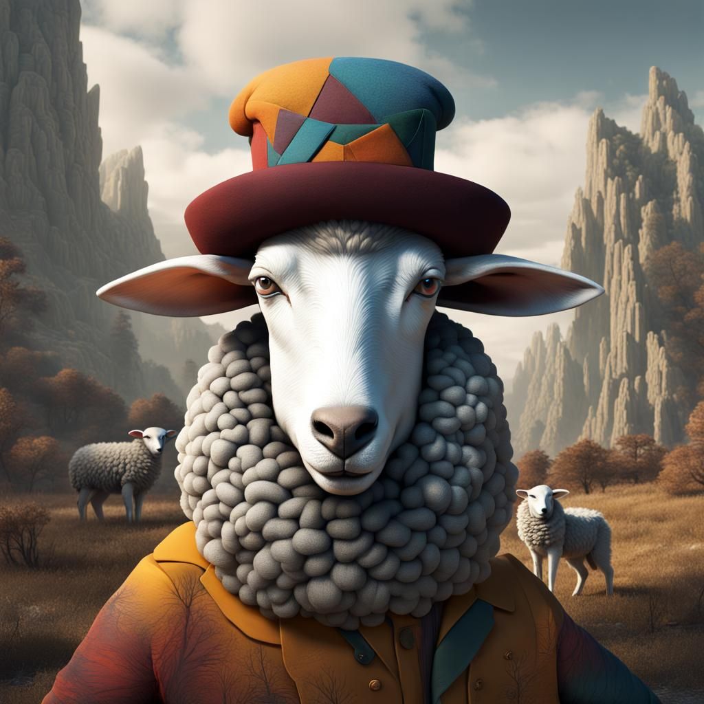 Sheep and Wolf in Picasso Style