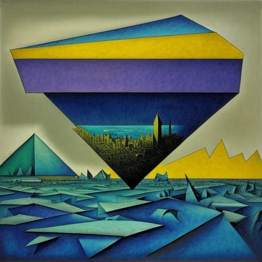 Surreal Geometric Abstraction in Feininger Style