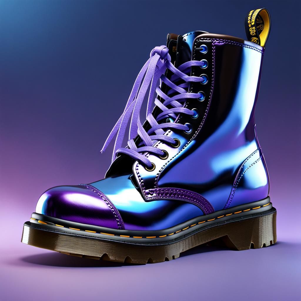 Metallic Purple Doc Martens Boot in Dark Fantasy Style