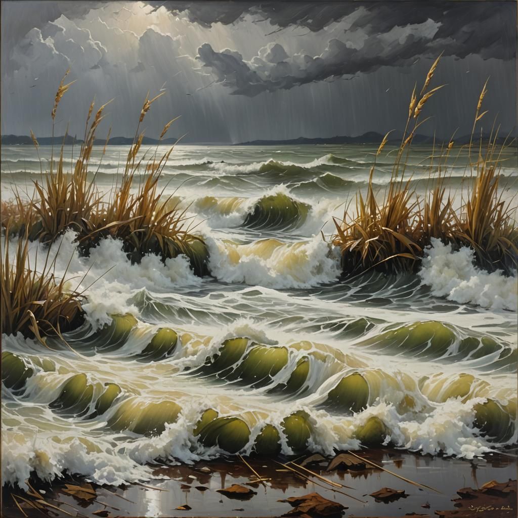 Dramatic Rainstorm Oil Painting