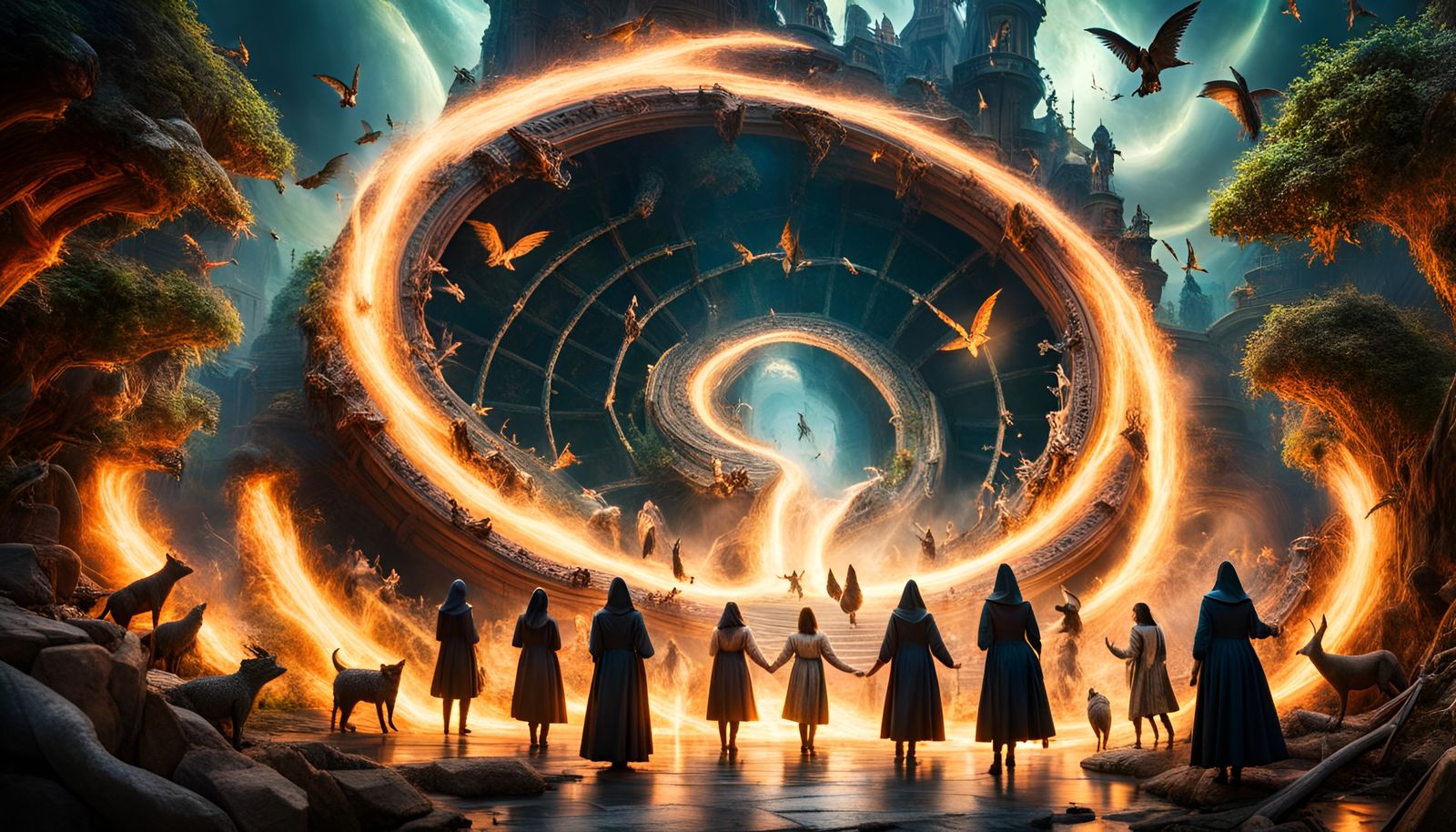 Sorcerers and Sorceresses gather together to cast a communal spell