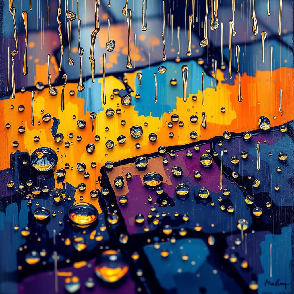 Summer Rain in Geometric Abstract Style