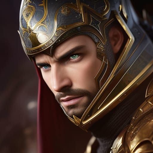 Epic Paladin Portrait in Shiny Armor