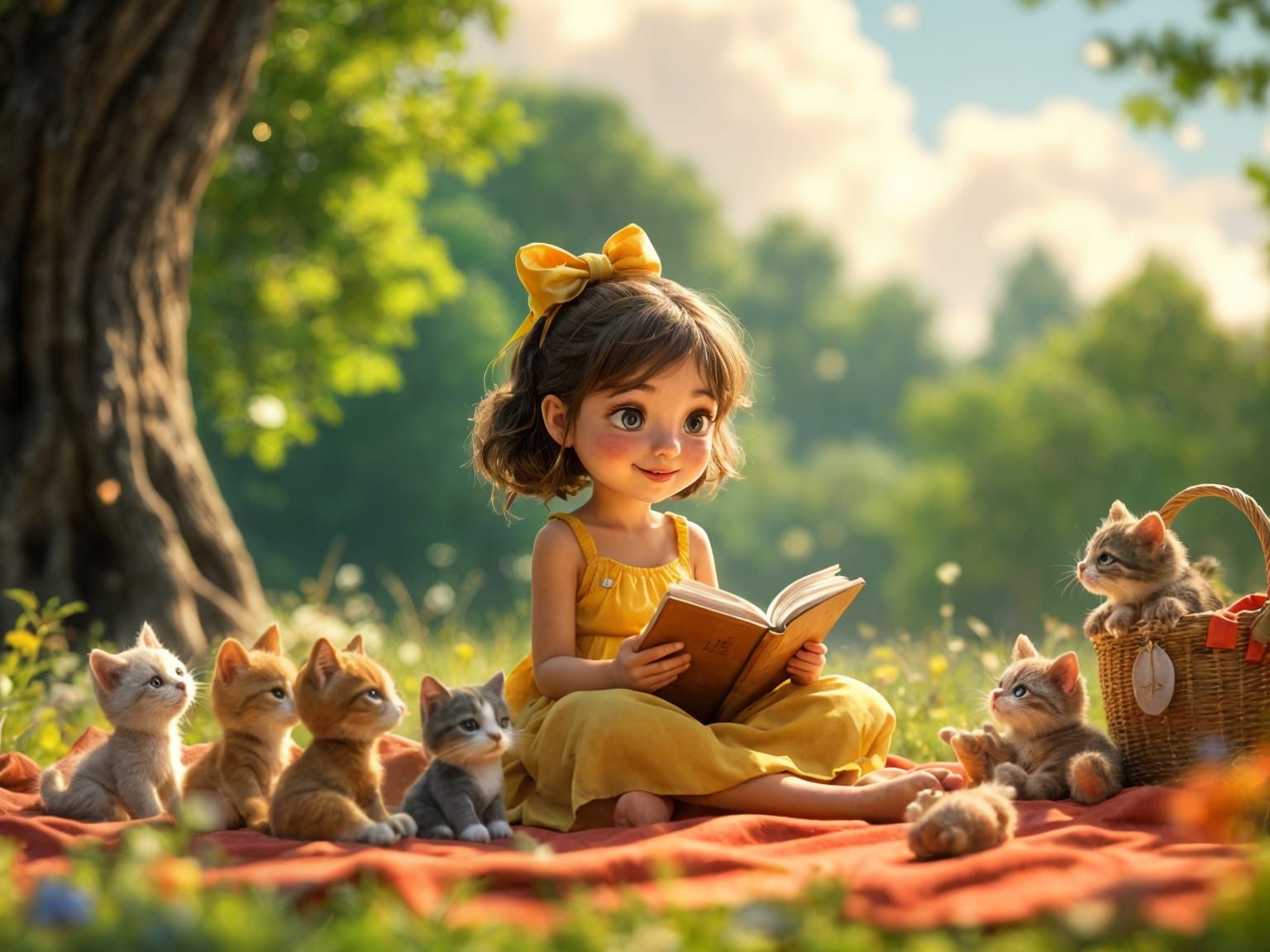Girl's Fairy Tale Picnic in 3D Digital Art