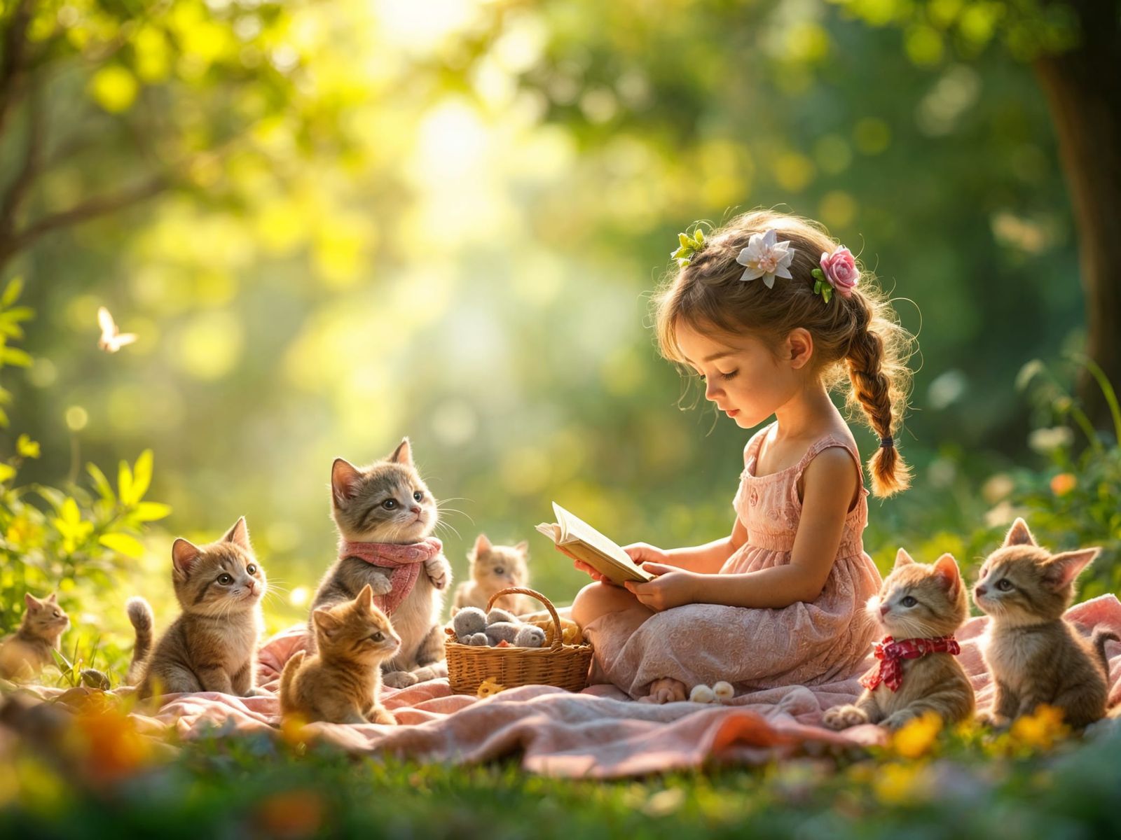 Girl's Fairy Tale Picnic: 3D Digital Art