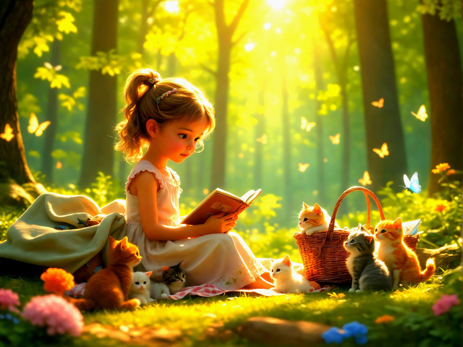 Girl's Fairy Tale Picnic: 3D Digital Art