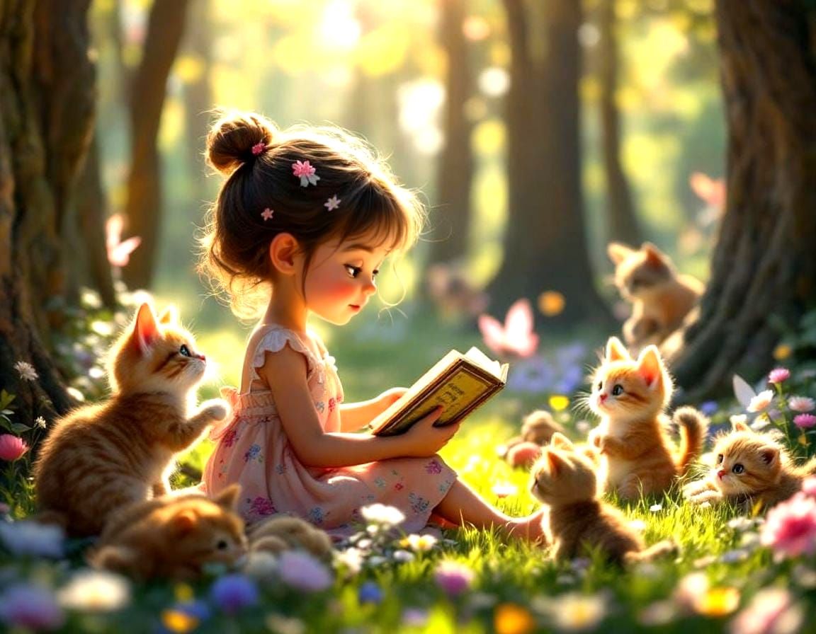 Girl's Fairy Tale Picnic in Bright 3D Style