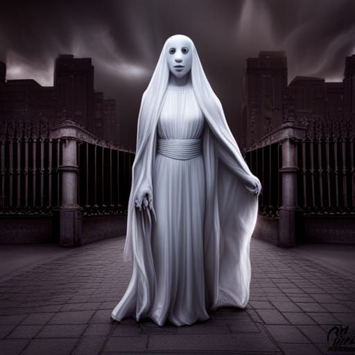 Hyperrealistic Grown-Up Casper the Friendly Ghost