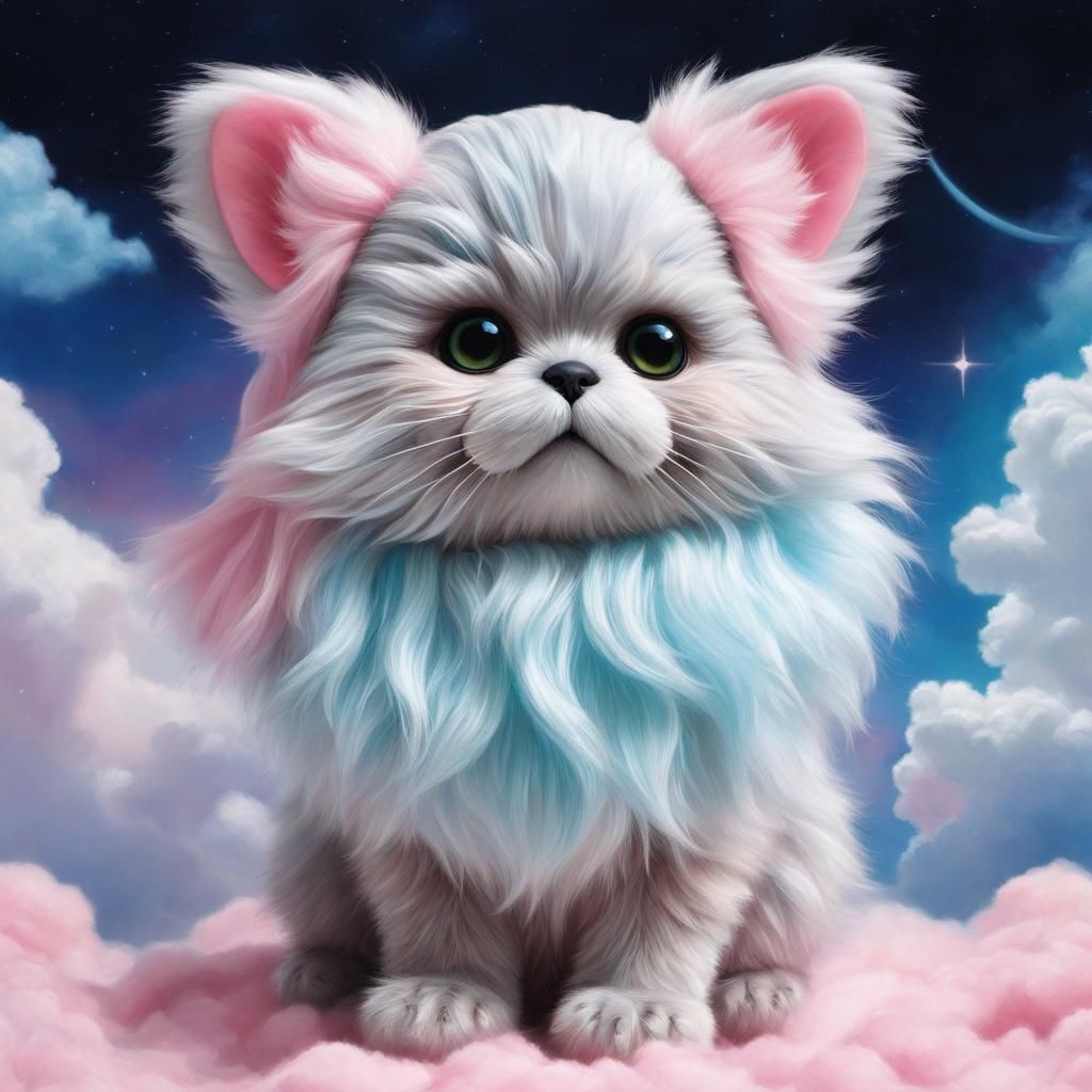 Ewok Realism Ewok cat big ears sailor moon heart stars cat Luna  sailor moon Vintage Japanese kawaii kawaii Fuzzy textur...