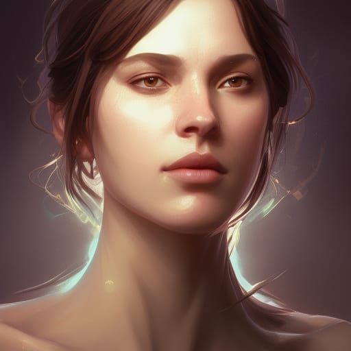 Tranquil Woman Portrait in Digital Art Style