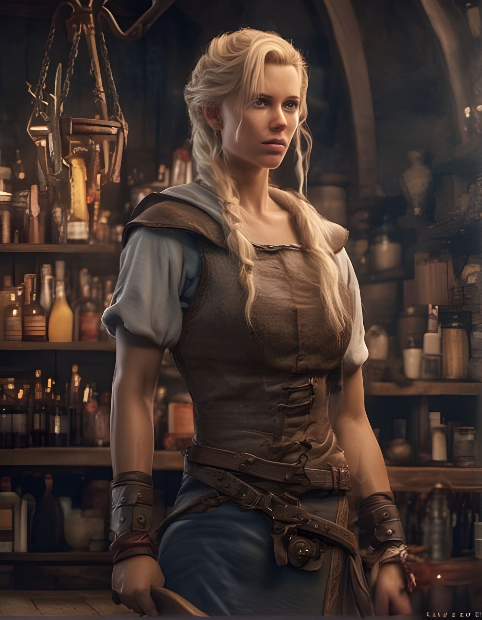 Fantasy Barkeep: Muscular Female in Digital Illustration