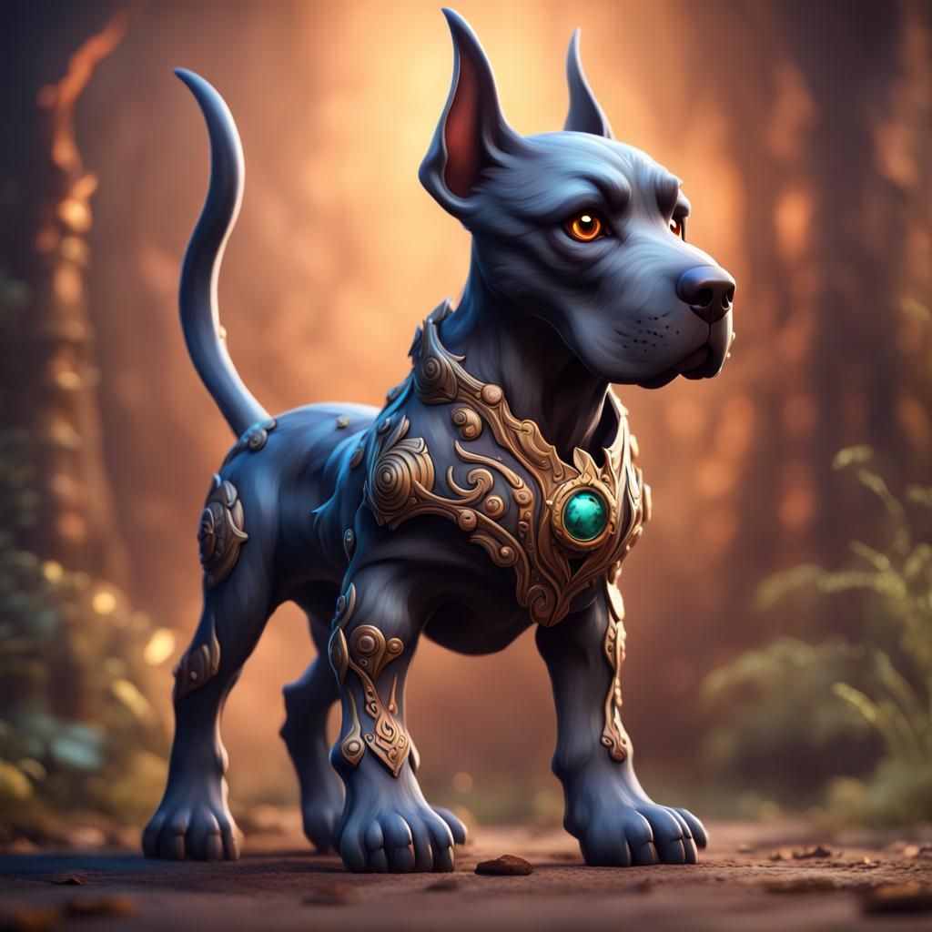 Chibi Great Dane Hellhound Digital Painting