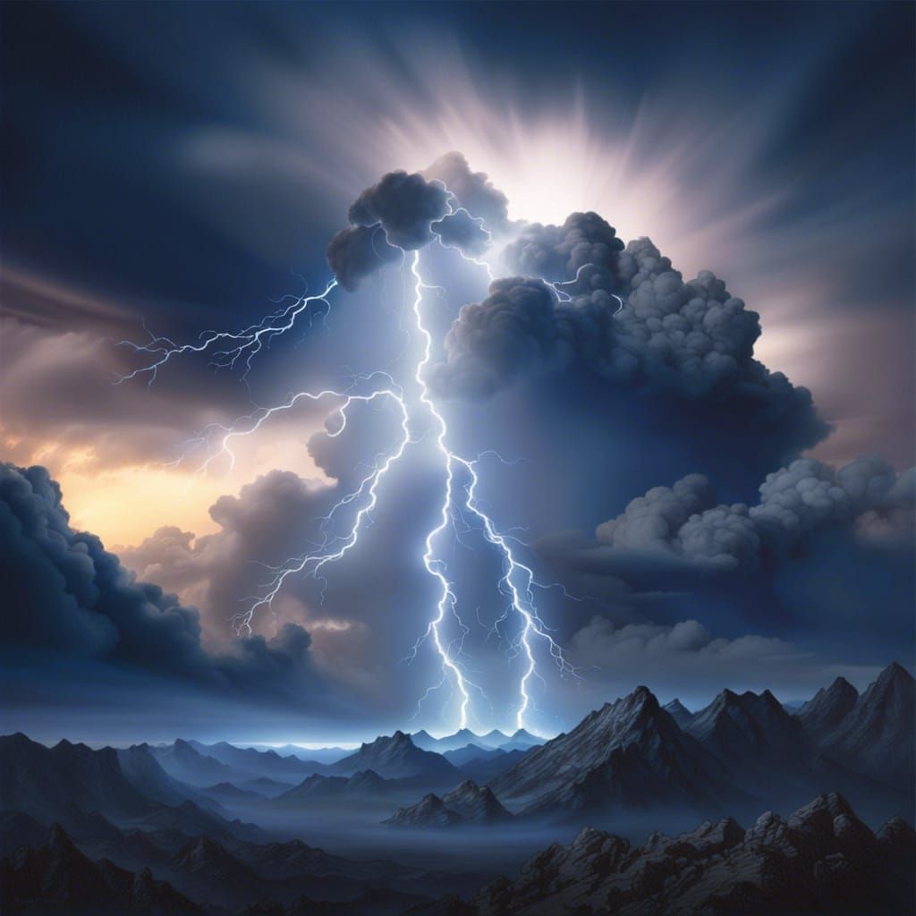 Dramatic Thunderstorm Portrait in Ethereal Inkflow Style