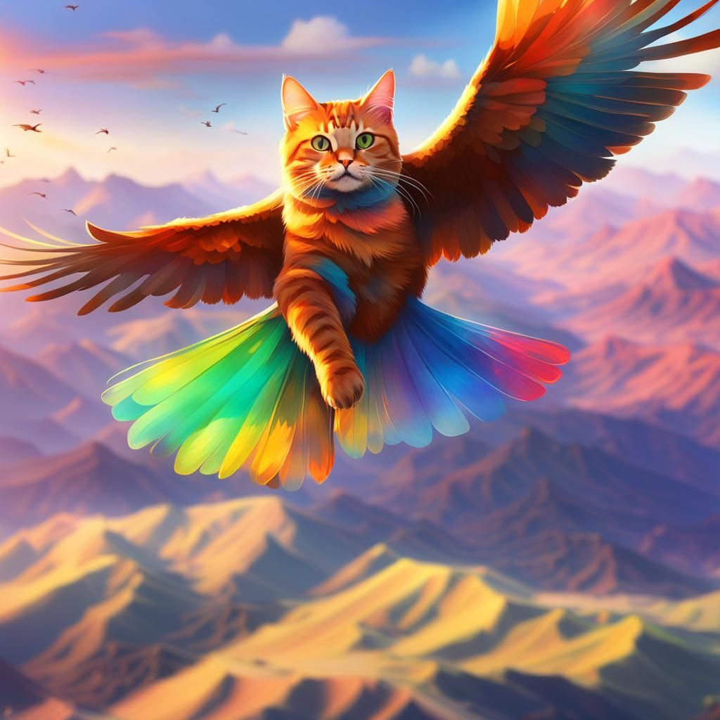 Cat Walks Mountain Ridge at Sunset