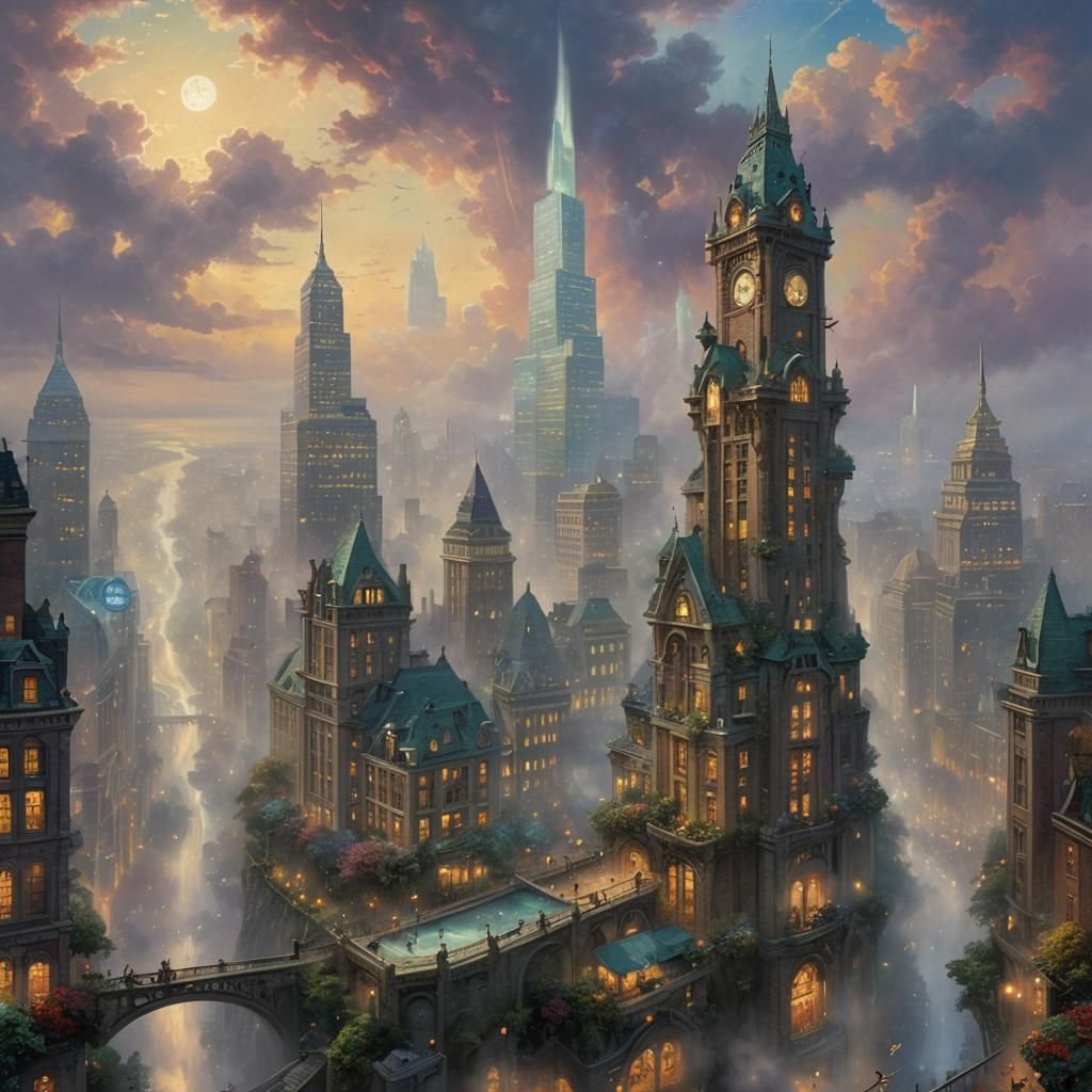 Ethereal Skyscraper in a Hyperdetailed Fantasy Landscape
