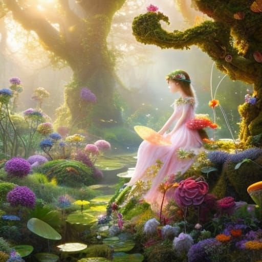 Enchanting Fairy in Whimsical Forest Painting