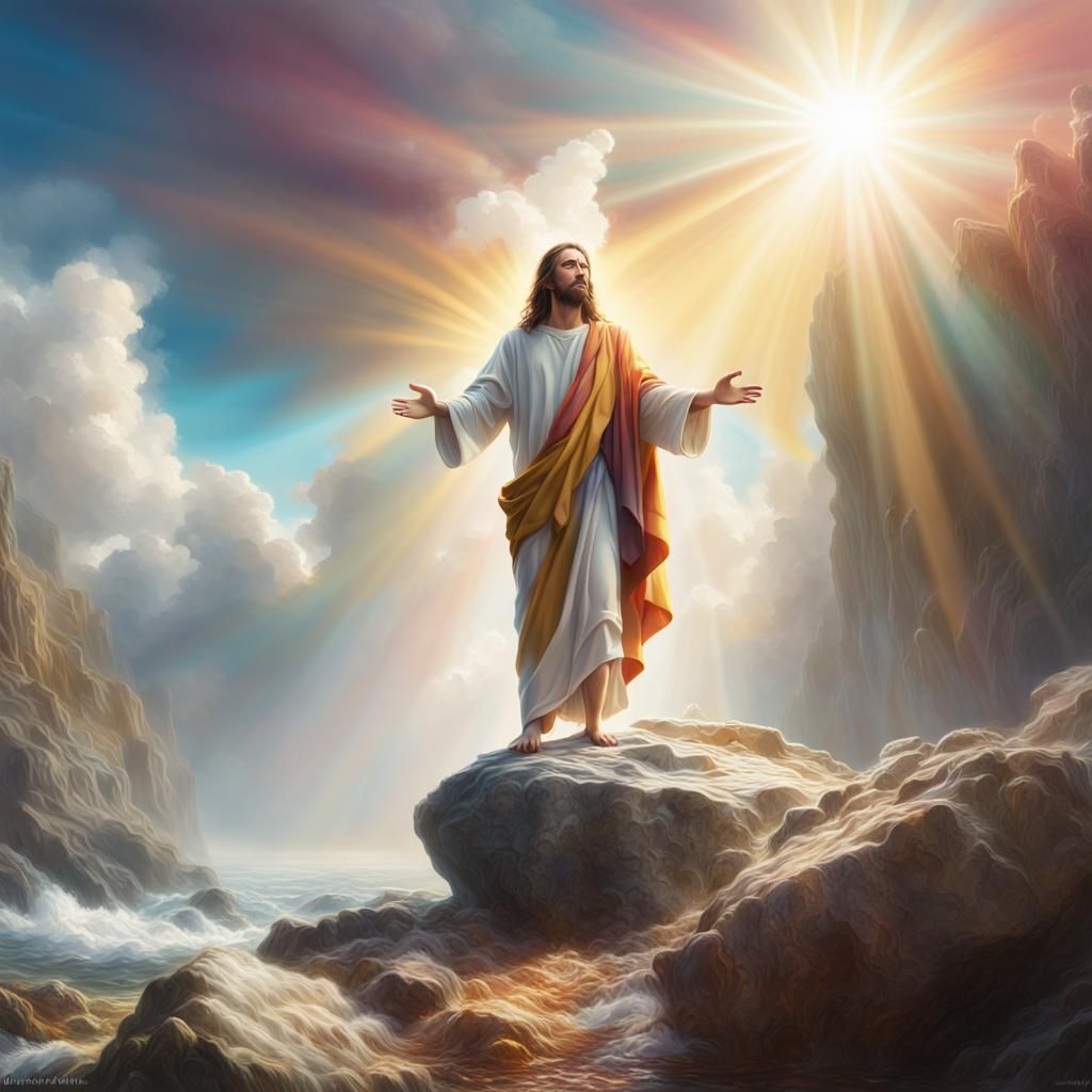 Jesus Christ staying on the rock