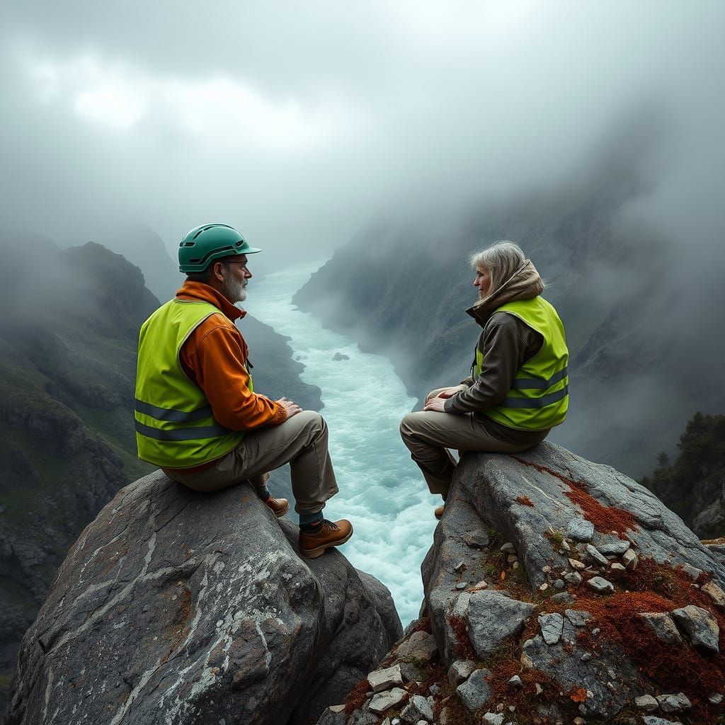 Weathered Geologists on a Misty Mountain