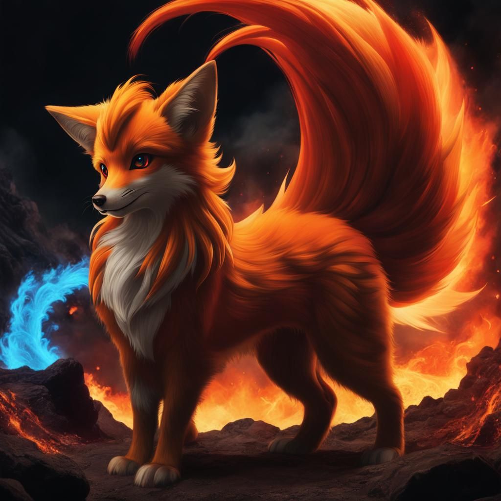 Ninetails Poster Art in Warm, Contrasting Colors