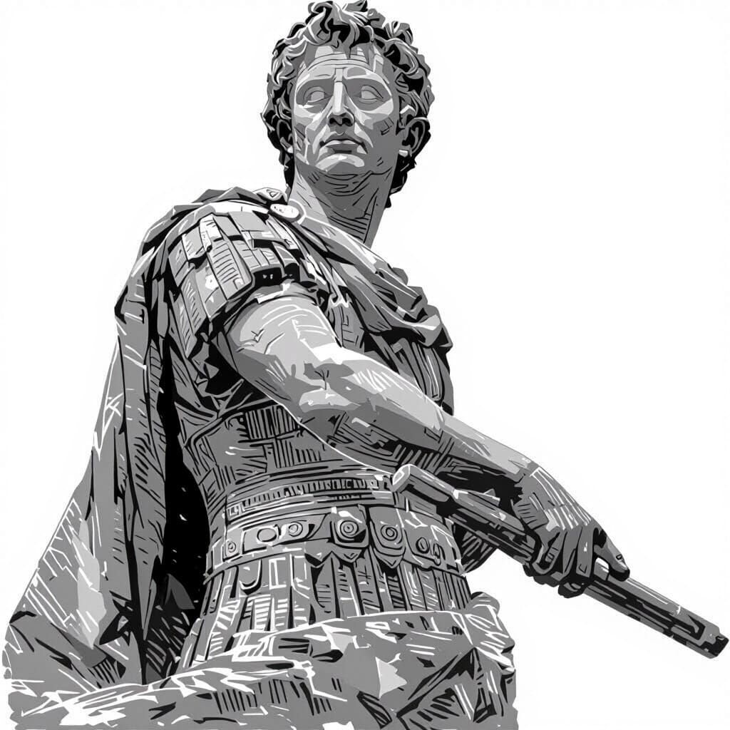 Gaius Julius Caesar in Striking Linocut Style