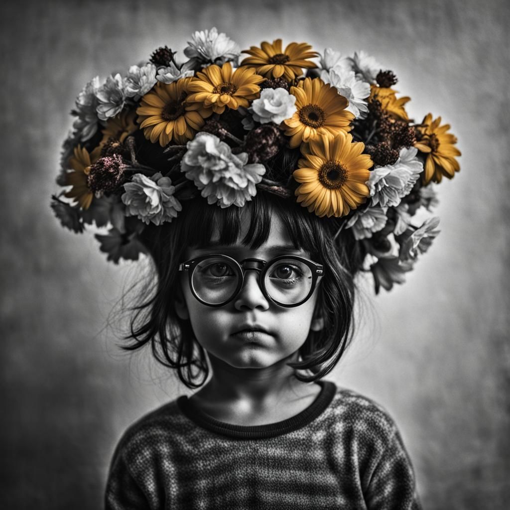 Girl with Flower Crown Plays Drums
